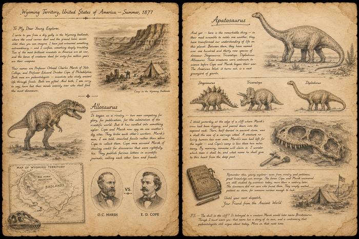 The actual YEP dinosaur letter, printed on parchment